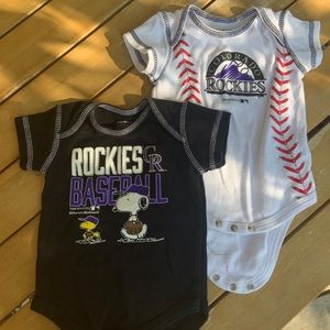 Two Rockies Baseball Onesies